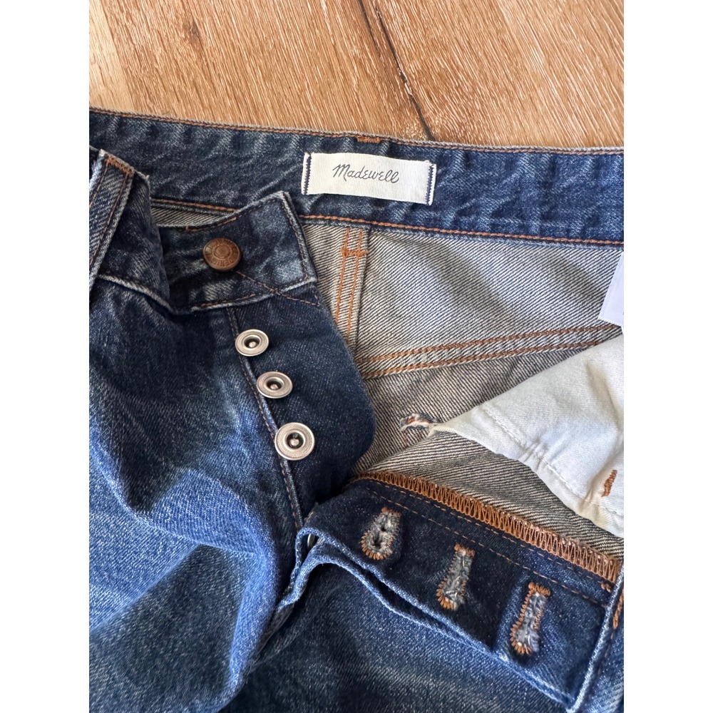 Madewell Blue The Darted Barrel-Leg Jean Button Fly Size 23 - Picture 3 of 7